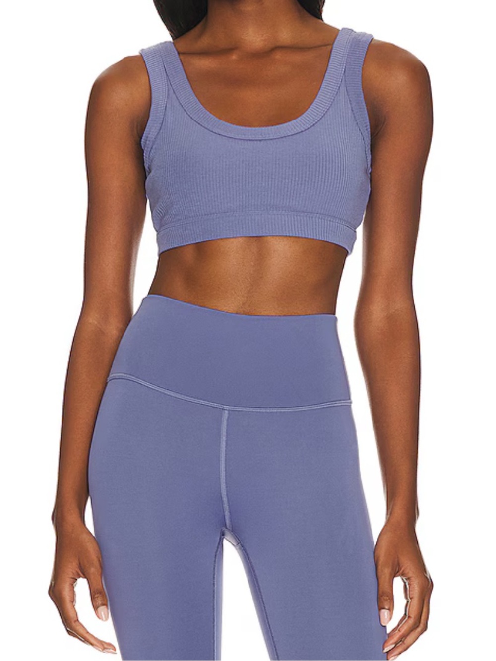 ALO Yoga Wellness Ribbed Sports Bra  and Matching Leggings - Infinity Blue